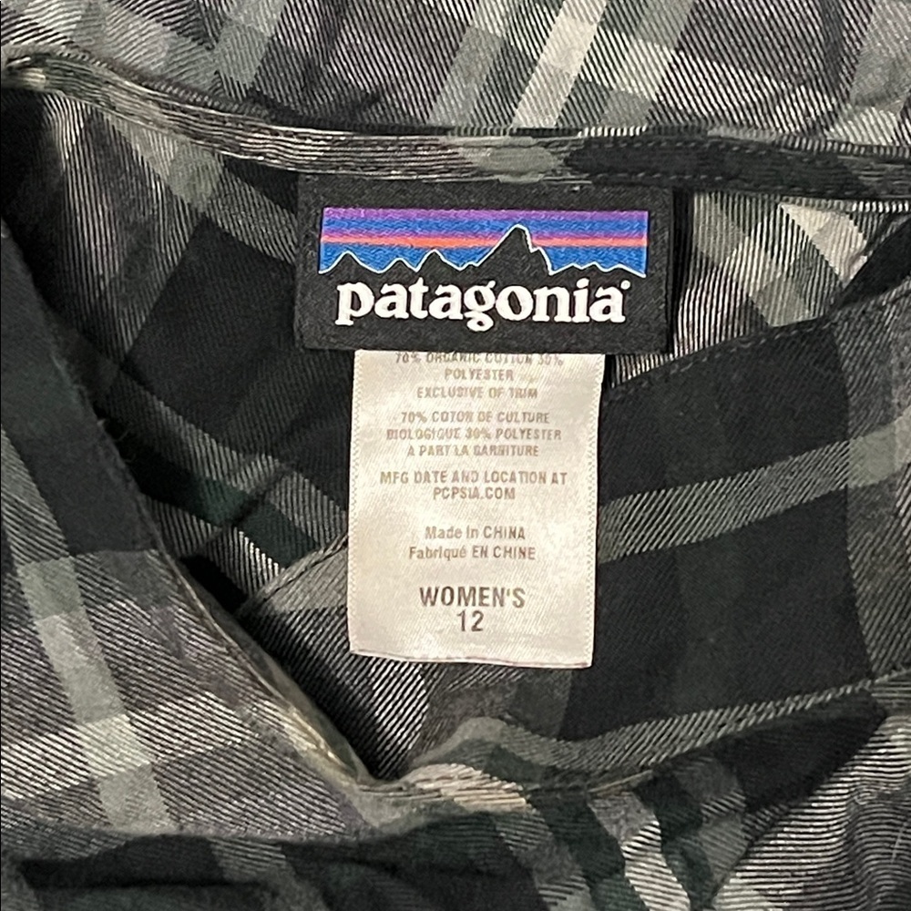Patagonia San Benito Green/Black Plaid Hi-Lo Dress - Picture 3 of 4
